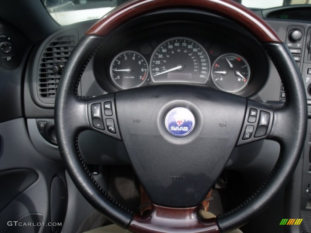 2005 Saab 9-3 Arc Convertible Charcoal Gray Steering Wheel Photo #50980881