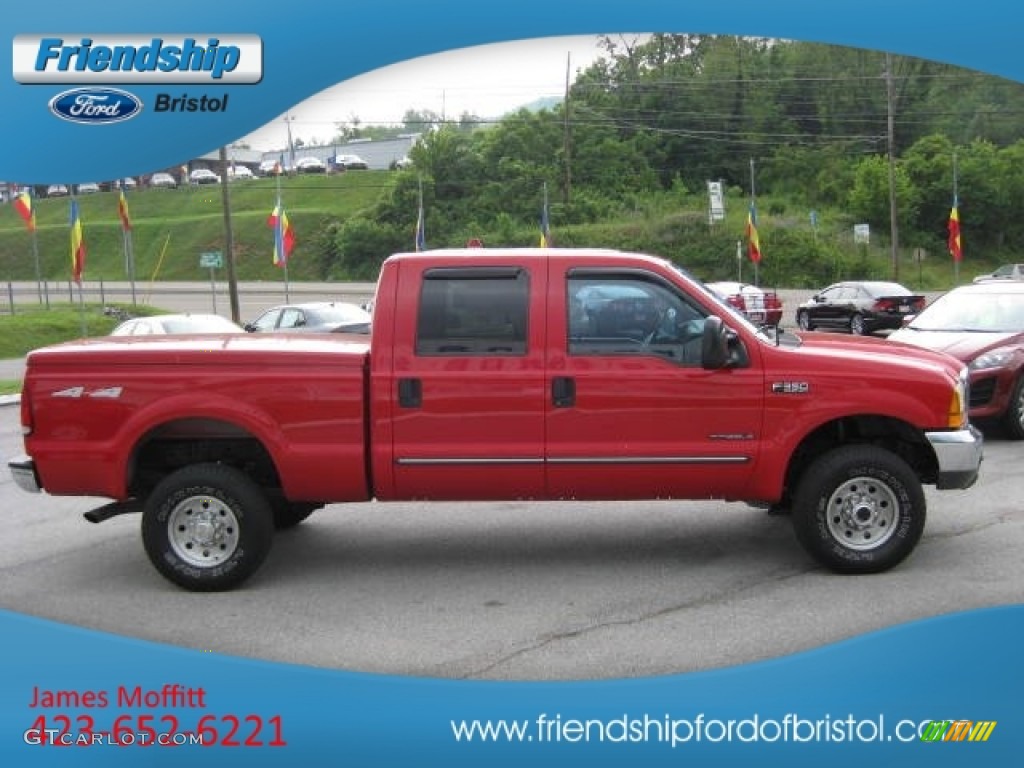 1999 F350 Super Duty XLT Crew Cab 4x4 - Vermillion Red / Medium Graphite photo #5