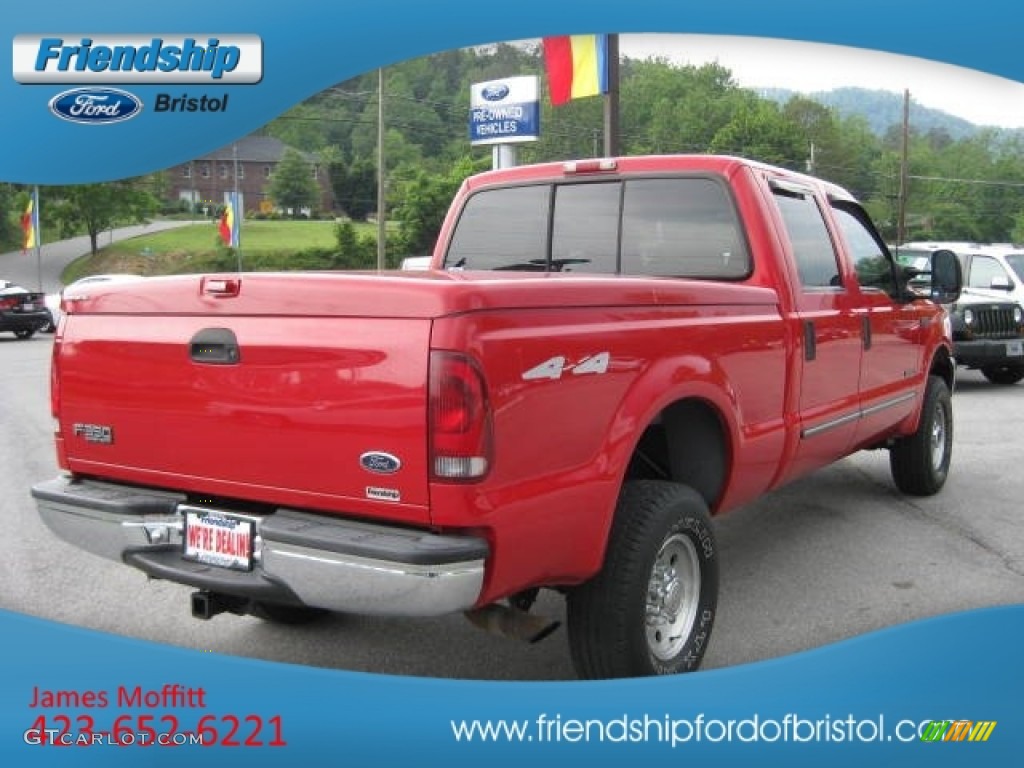 1999 F350 Super Duty XLT Crew Cab 4x4 - Vermillion Red / Medium Graphite photo #6