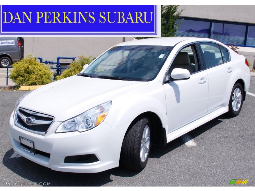 2010 Legacy 2.5i Premium Sedan - Satin White Pearl / Warm Ivory photo #1