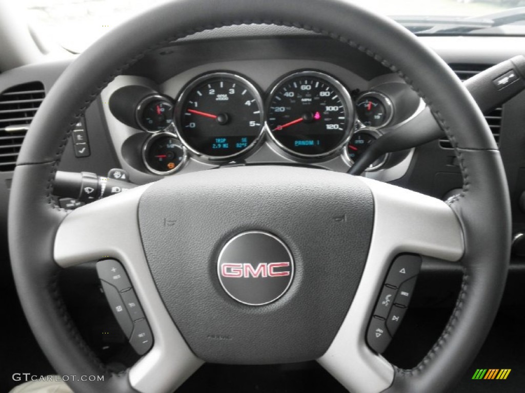 2011 GMC Sierra 3500HD SLE Crew Cab 4x4 Chassis Ebony Steering Wheel Photo #50995703