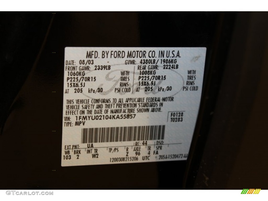 2004 Escape Color Code UA for Black Photo #50996498