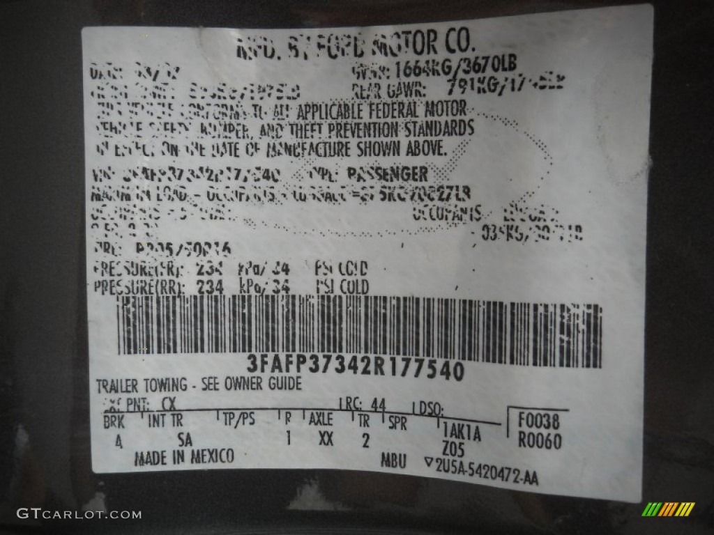2002 Focus Color Code CX for Liquid Grey Metallic Photo #51012688