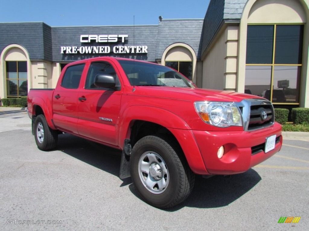 2007 Tacoma V6 SR5 PreRunner Double Cab - Radiant Red / Taupe photo #1