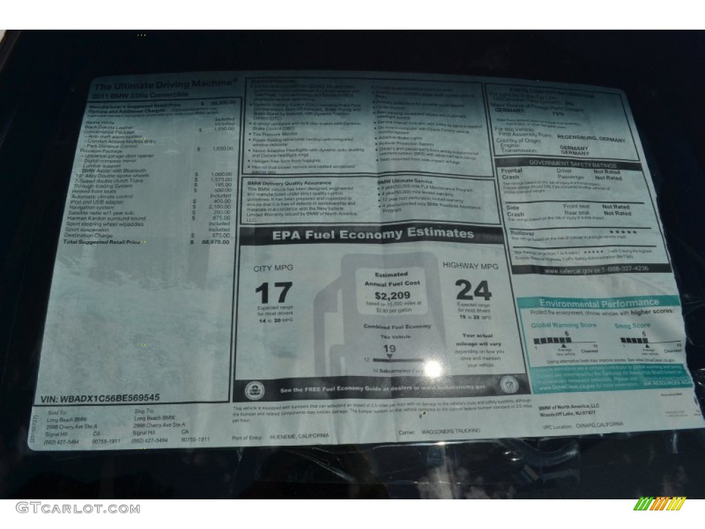 2011 BMW 3 Series 335is Convertible Window Sticker Photo #51018883