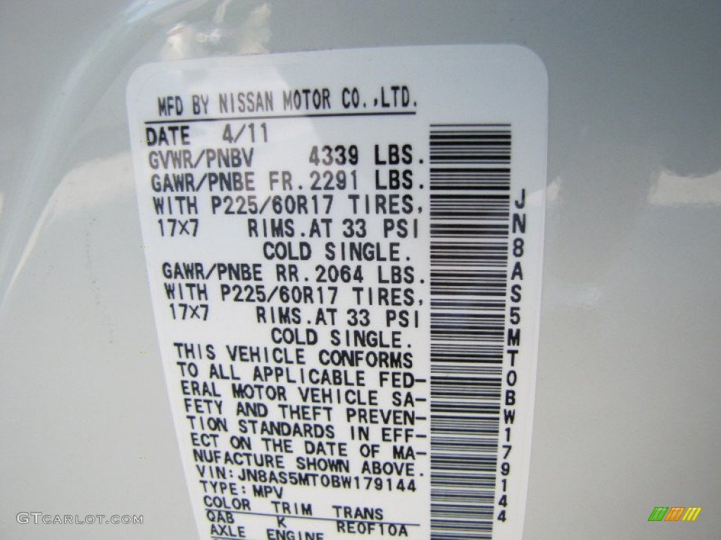 2011 Rogue SV - Pearl White / Gray photo #18