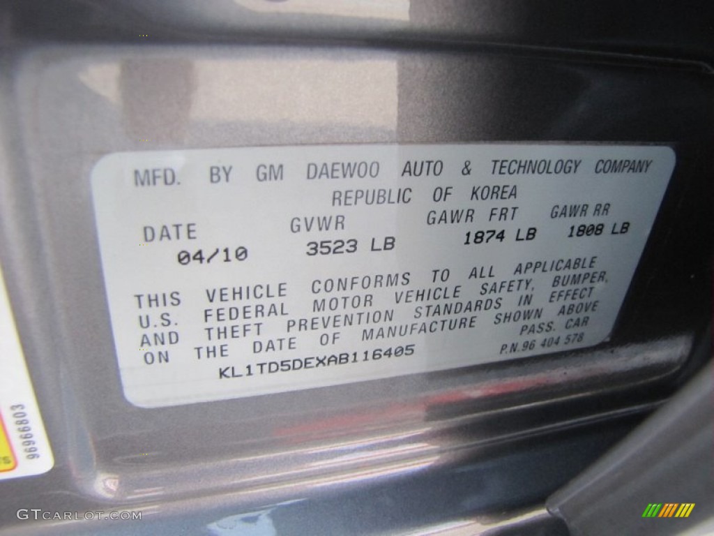 2010 Aveo LT Sedan - Medium Gray / Charcoal photo #21