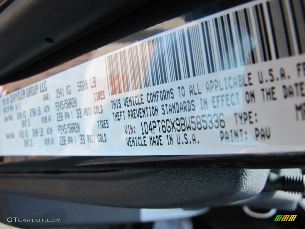 2011 Nitro Color Code PAV for Dark Charcoal Pearl Photo #51025189