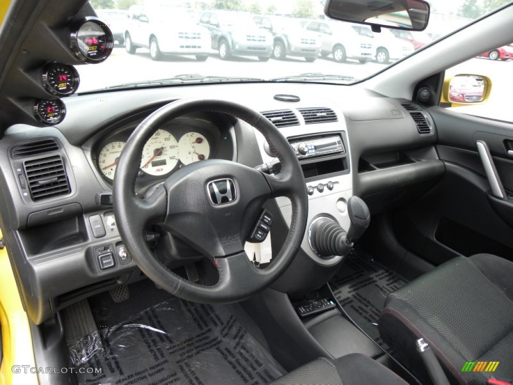2002 Civic Si Hatchback - Yellow Pearl Metallic / Black photo #3