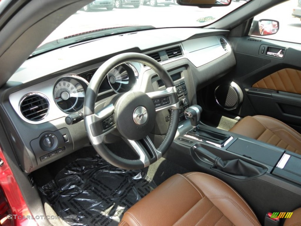 2011 Mustang V6 Premium Convertible - Red Candy Metallic / Saddle photo #3