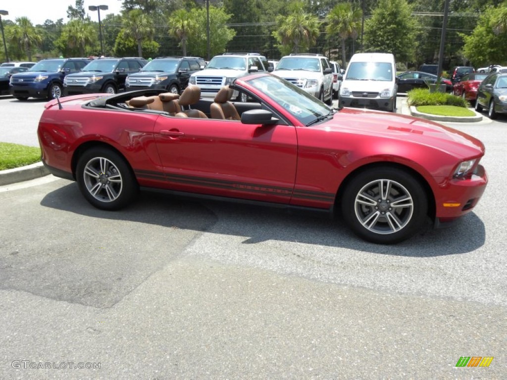 2011 Mustang V6 Premium Convertible - Red Candy Metallic / Saddle photo #29