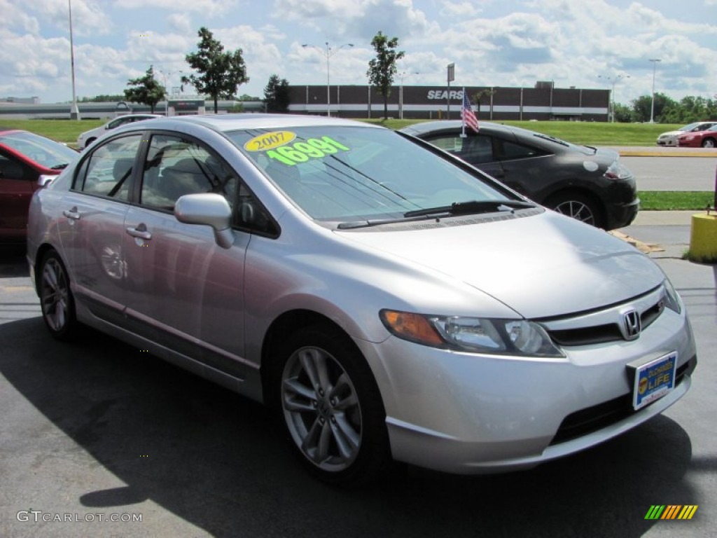 2007 Civic Si Sedan - Alabaster Silver Metallic / Black photo #18