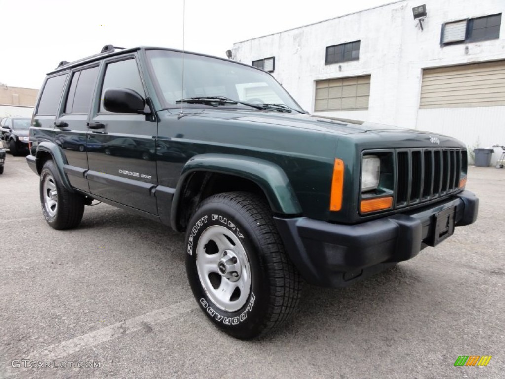 2000 Cherokee Sport 4x4 - Forest Green Pearl / Agate Black photo #5