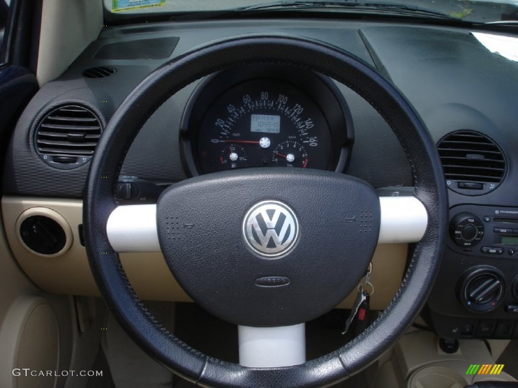 2004 Volkswagen New Beetle GLS 1.8T Convertible Cream Beige Steering Wheel Photo #51042551