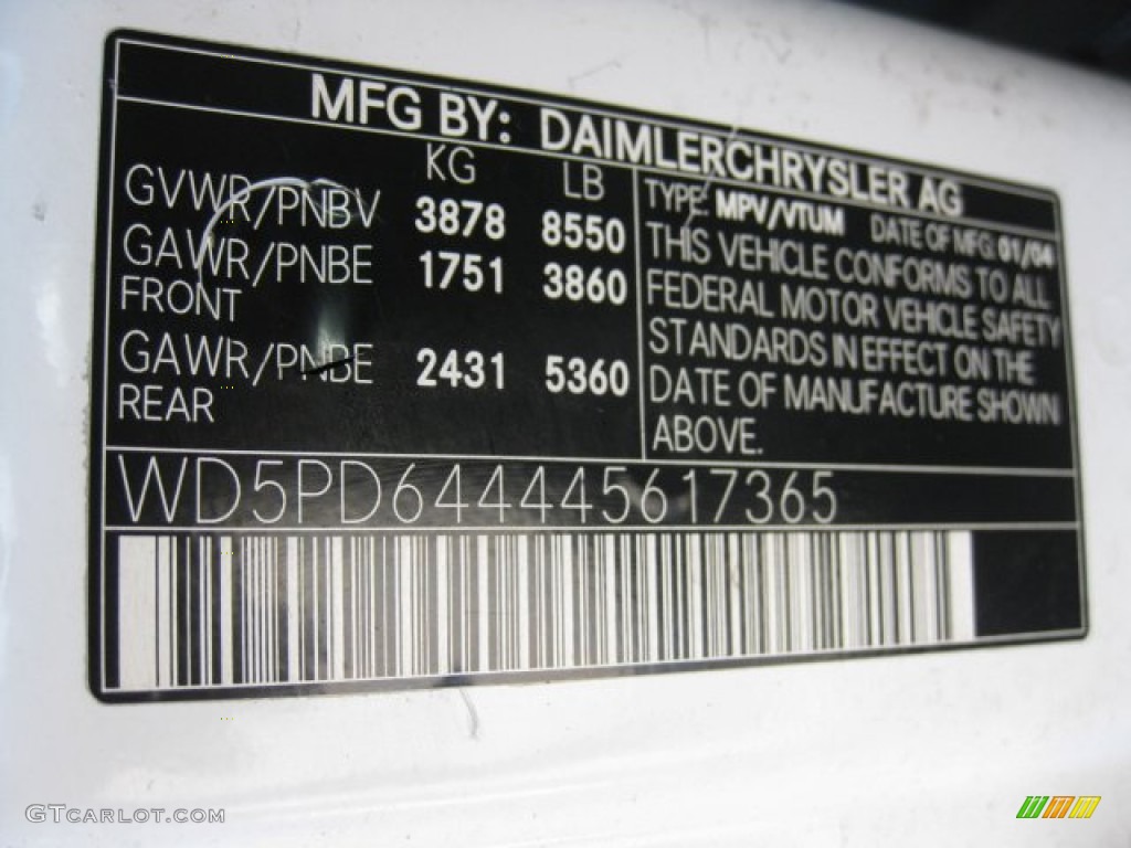 2004 Dodge Sprinter Van 2500 High Roof Wheelchair Access Info Tag Photo #51048574