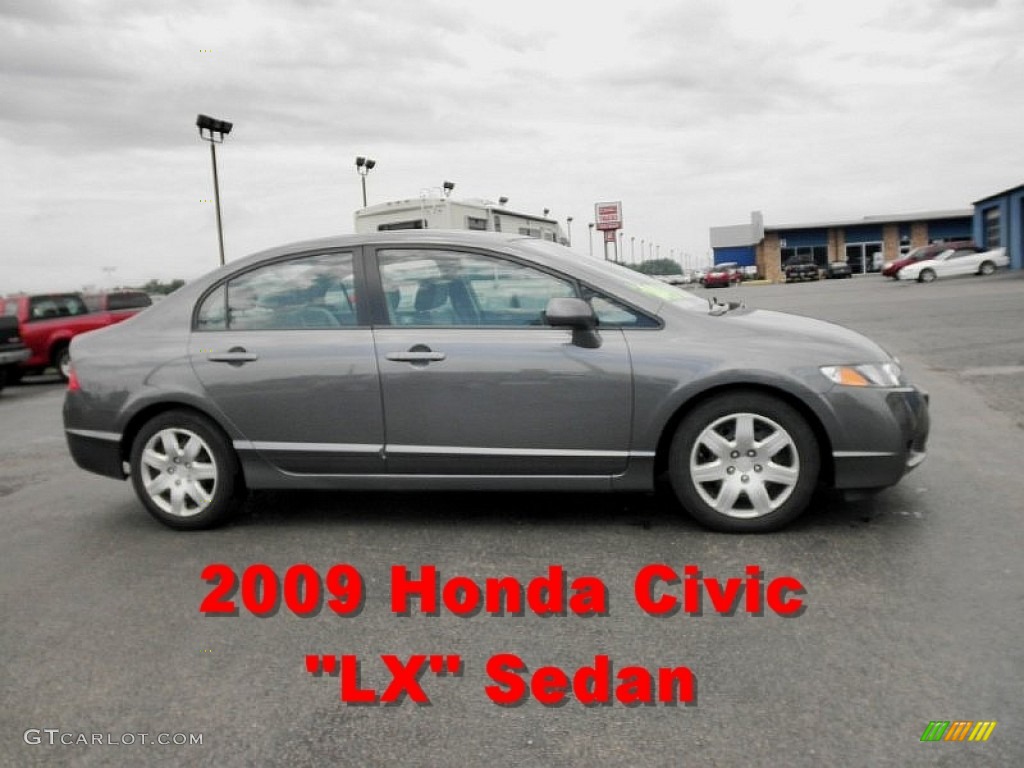 2009 Civic LX Sedan - Urban Titanium Metallic / Gray photo #1