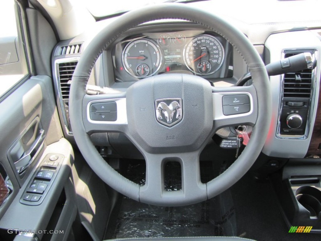 2011 Dodge Ram 2500 HD Laramie Mega Cab 4x4 Dark Slate Steering Wheel Photo #51056719