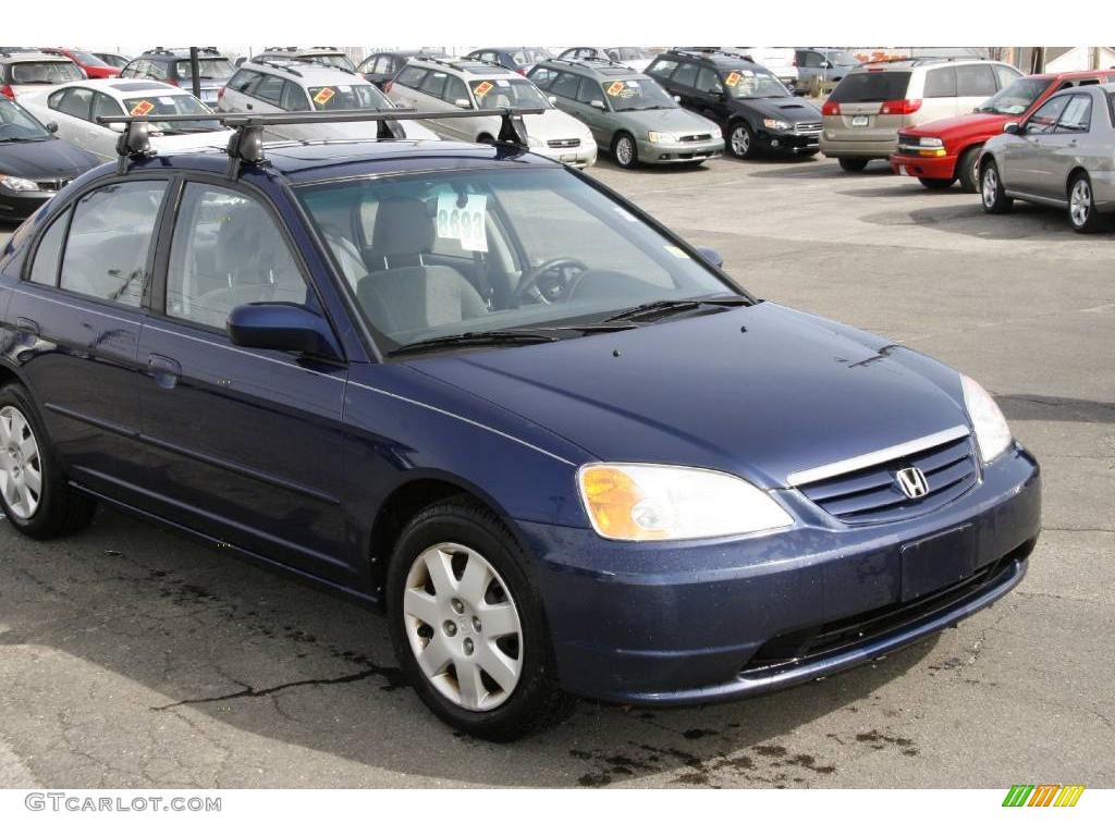 2001 Civic EX Sedan - Eternal Blue Pearl / Gray photo #3