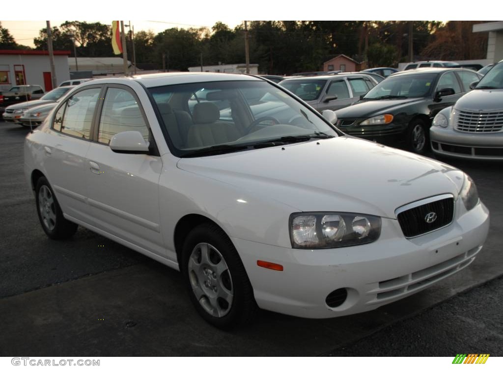2002 Elantra GLS Sedan - Nordic White / Beige photo #1