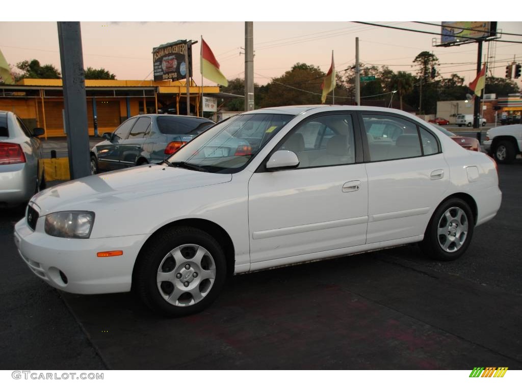 2002 Elantra GLS Sedan - Nordic White / Beige photo #2