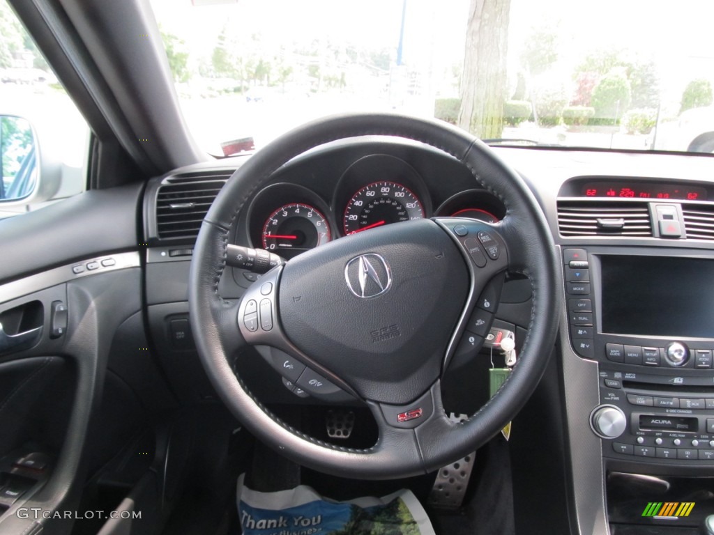 2008 Acura TL 3.5 Type-S Ebony/Silver Steering Wheel Photo #51073694