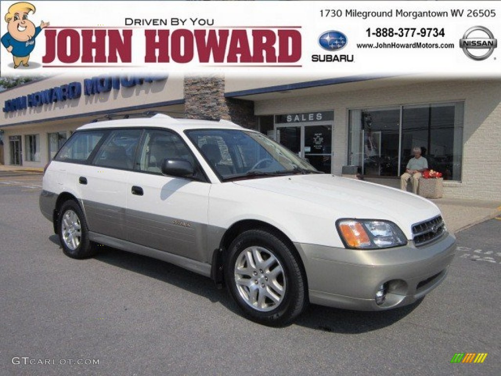 2001 Outback Wagon - White Frost Pearl / Beige photo #1