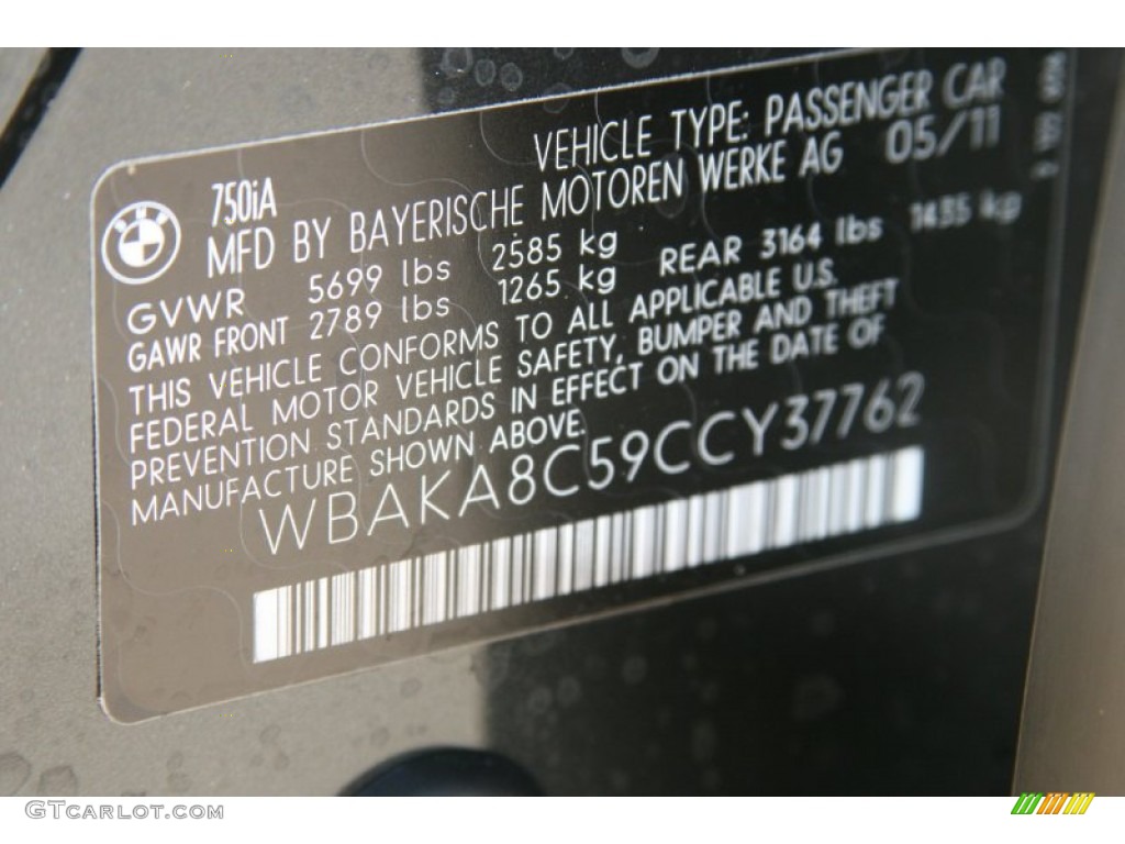 2012 7 Series 750i Sedan - Dark Graphite Metallic / Oyster/Black photo #5