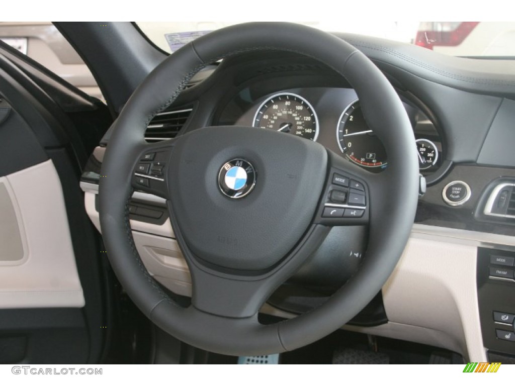 2012 BMW 7 Series 750i Sedan Oyster/Black Steering Wheel Photo #51096056