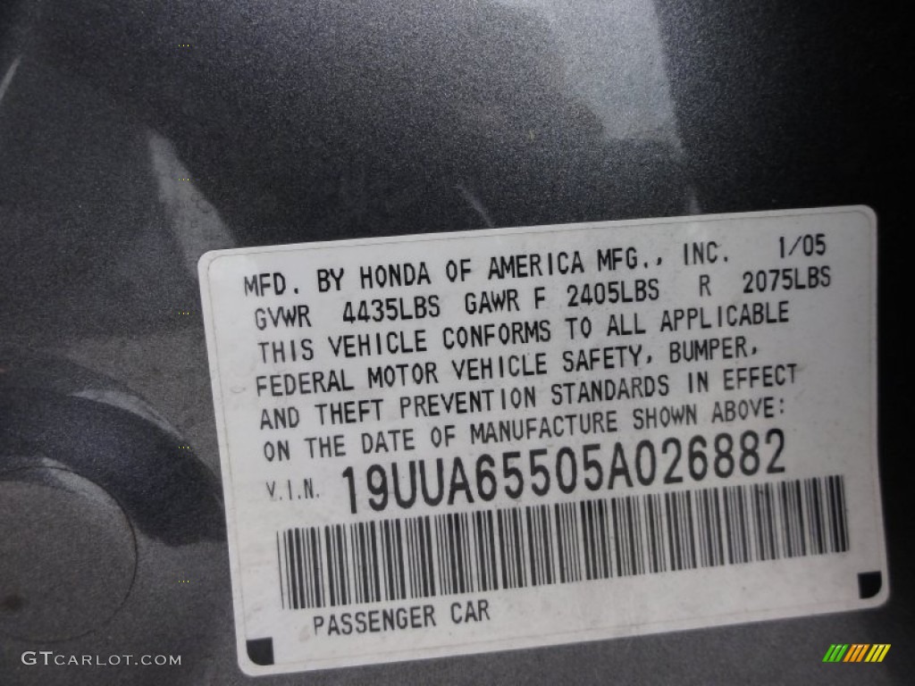 2005 Acura TL 3.2 Info Tag Photo #51099491