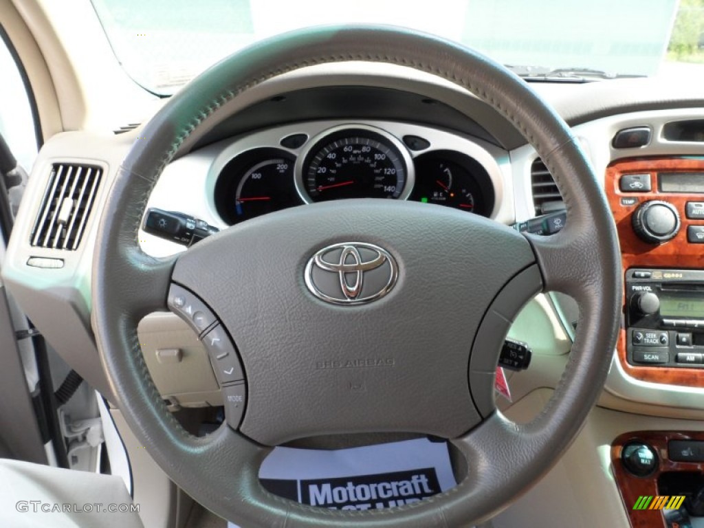 2007 Toyota Highlander Hybrid Limited Ivory Beige Steering Wheel Photo #51100898