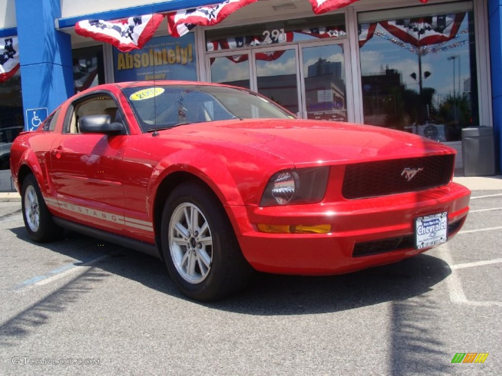 2007 Mustang V6 Premium Coupe - Torch Red / Medium Parchment photo #3