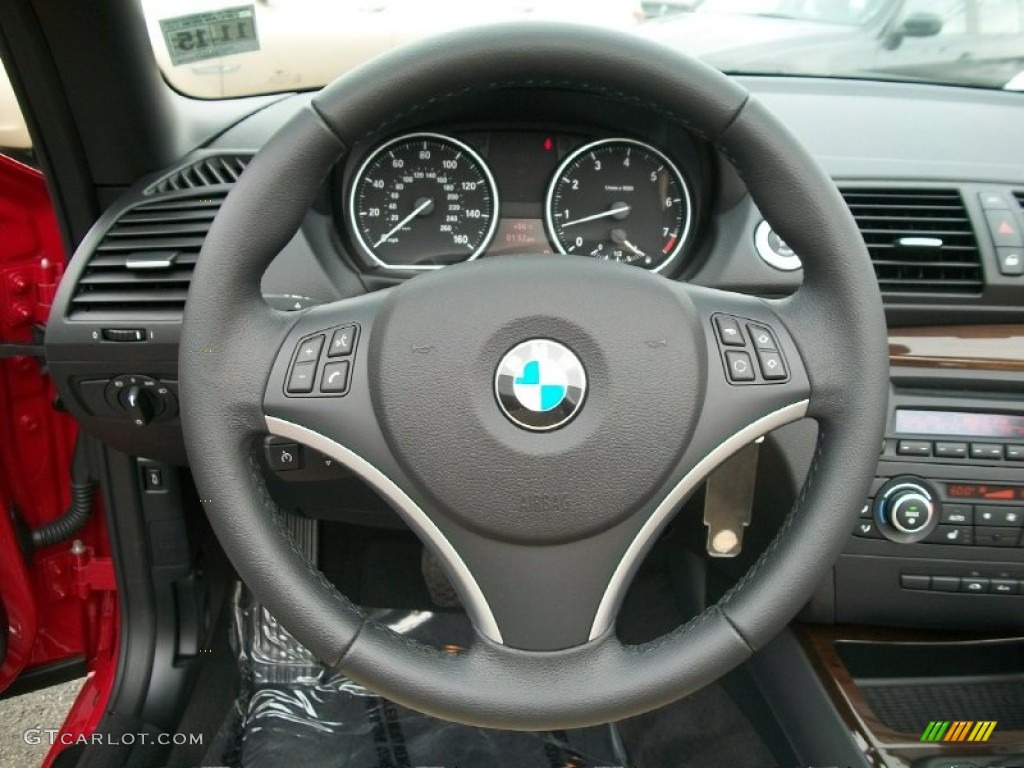 2011 BMW 1 Series 128i Convertible Savanna Beige Steering Wheel Photo #51118397