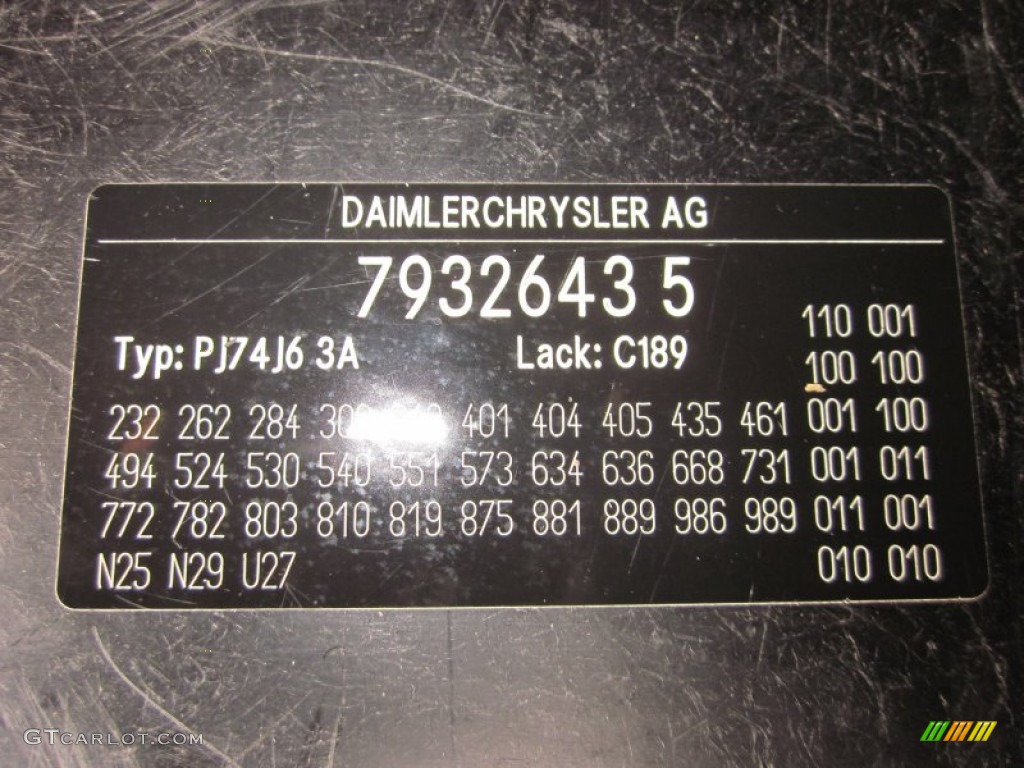 2003 CL Color Code 189 for Black Opal Metallic Photo #51128178