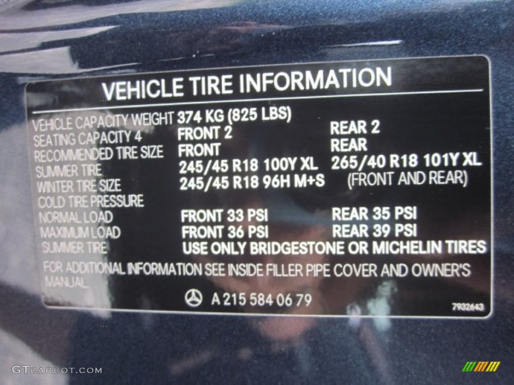 2003 Mercedes-Benz CL 55 AMG Info Tag Photo #51128565