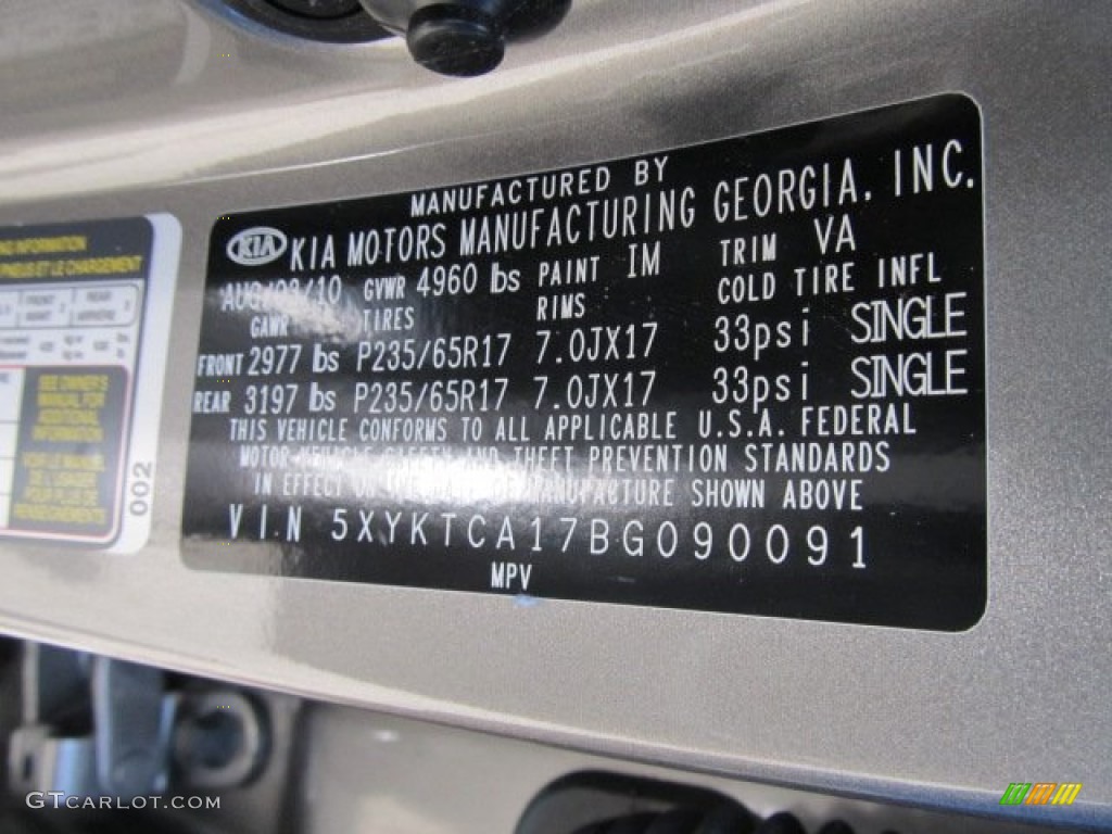 2011 Sorento LX AWD - Titanium Silver / Gray photo #14