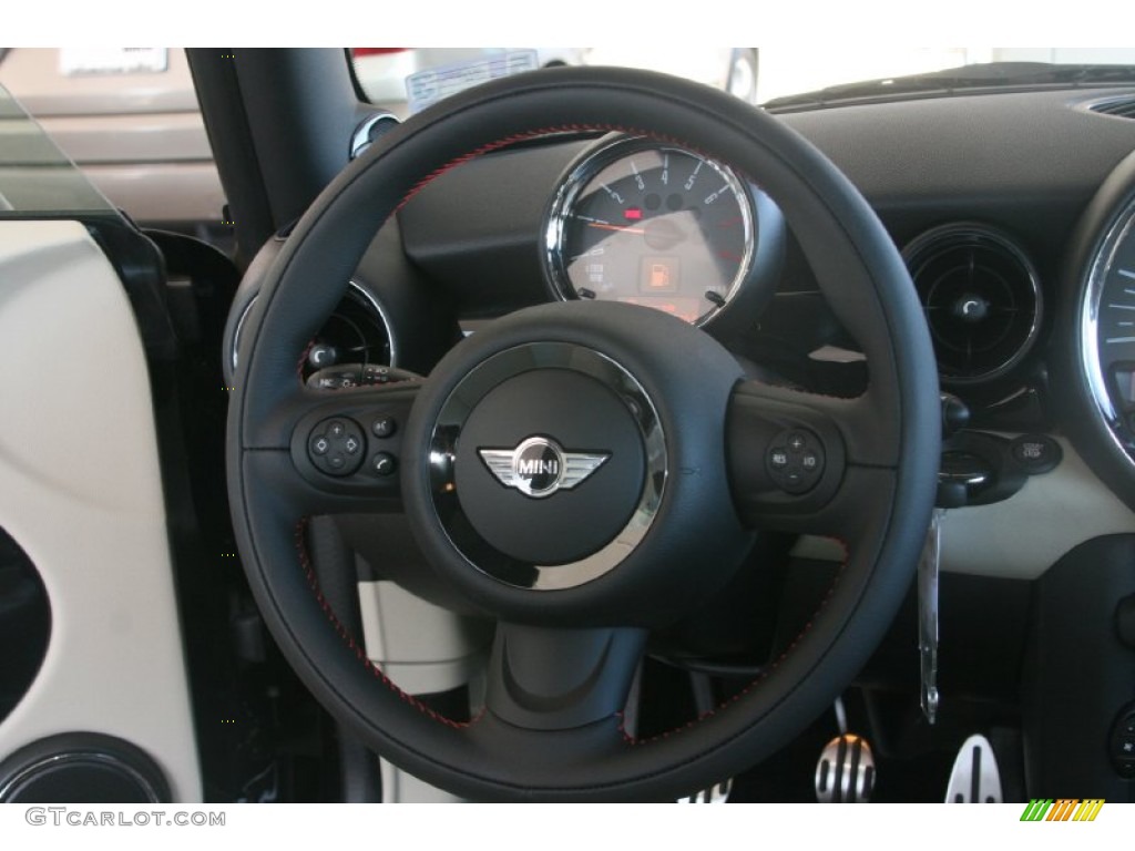 2011 Mini Cooper John Cooper Works Hardtop Gravity Polar Beige Leather Steering Wheel Photo #51144539