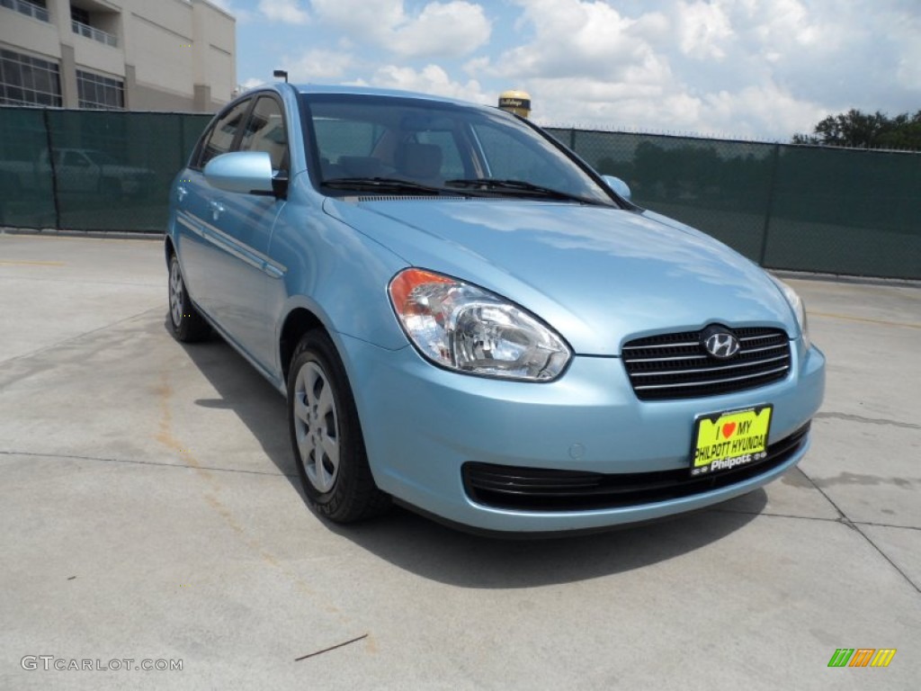 2008 Accent GLS Sedan - Ice Blue / Beige photo #1