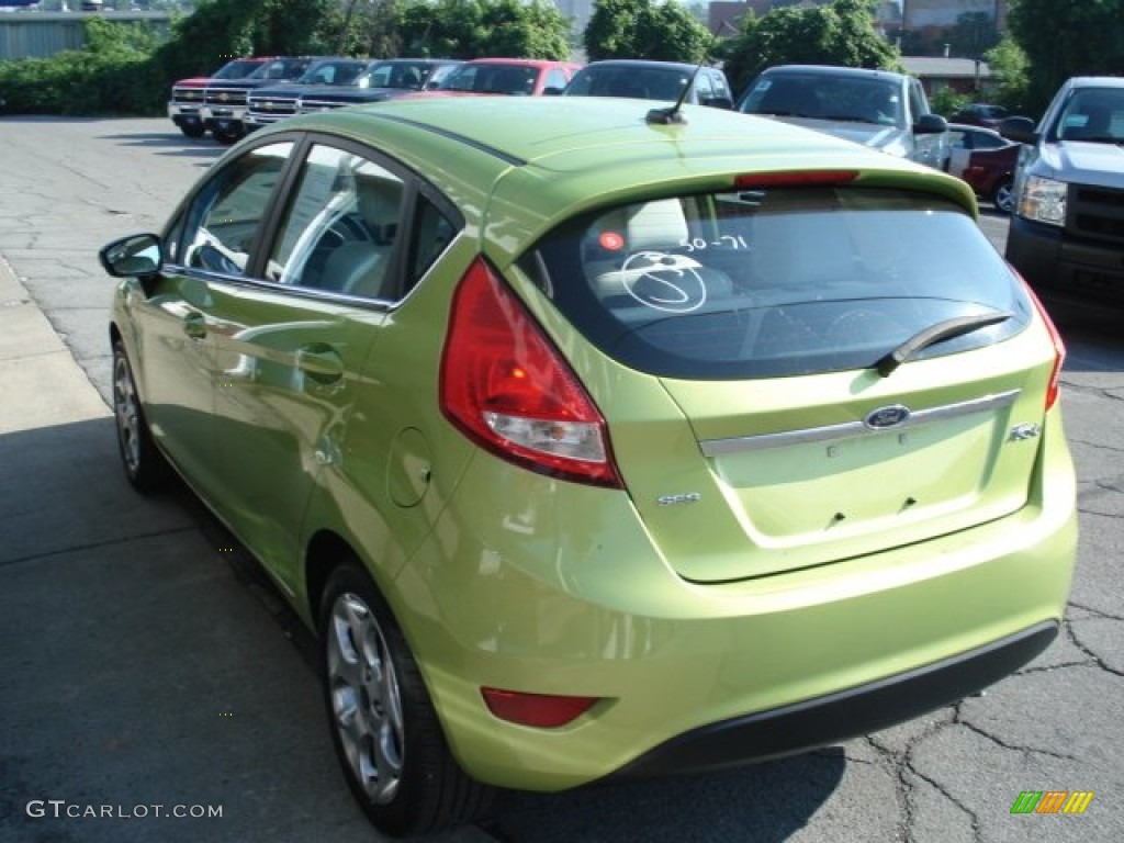2011 Fiesta SES Hatchback - Lime Squeeze Metallic / Cashmere/Charcoal Black Leather photo #6