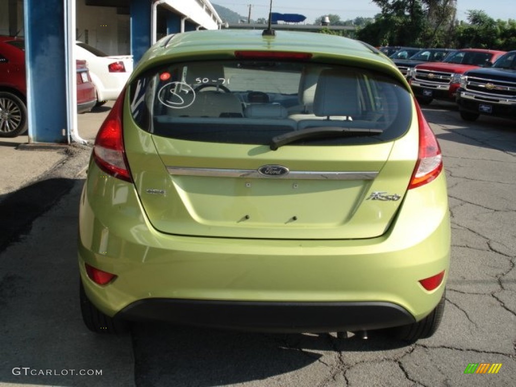 2011 Fiesta SES Hatchback - Lime Squeeze Metallic / Cashmere/Charcoal Black Leather photo #7