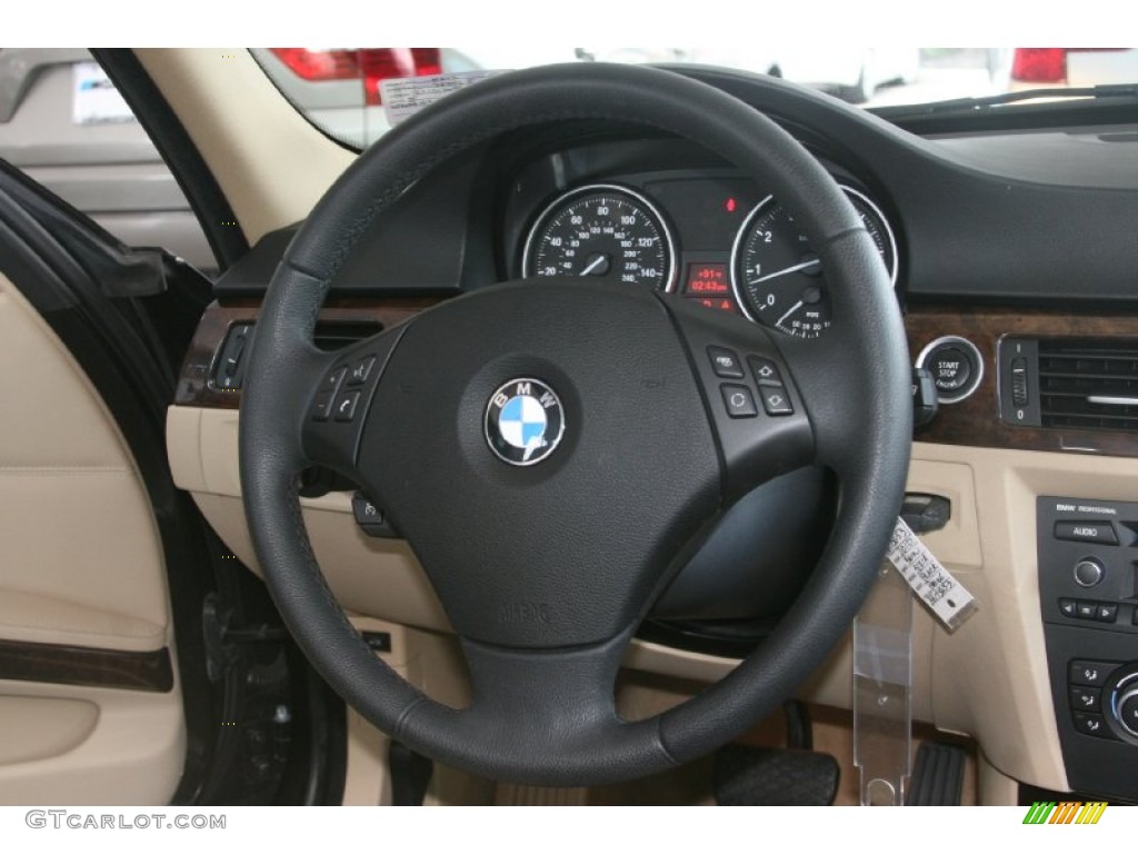 2010 BMW 3 Series 328i Sedan Beige Steering Wheel Photo #51148409