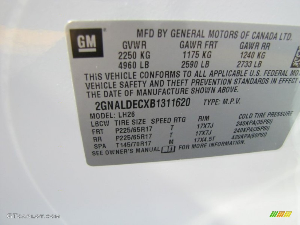 2011 Equinox LT - Summit White / Light Titanium/Jet Black photo #19