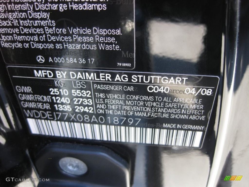 2008 CL Color Code 040 for Black Photo #51157259