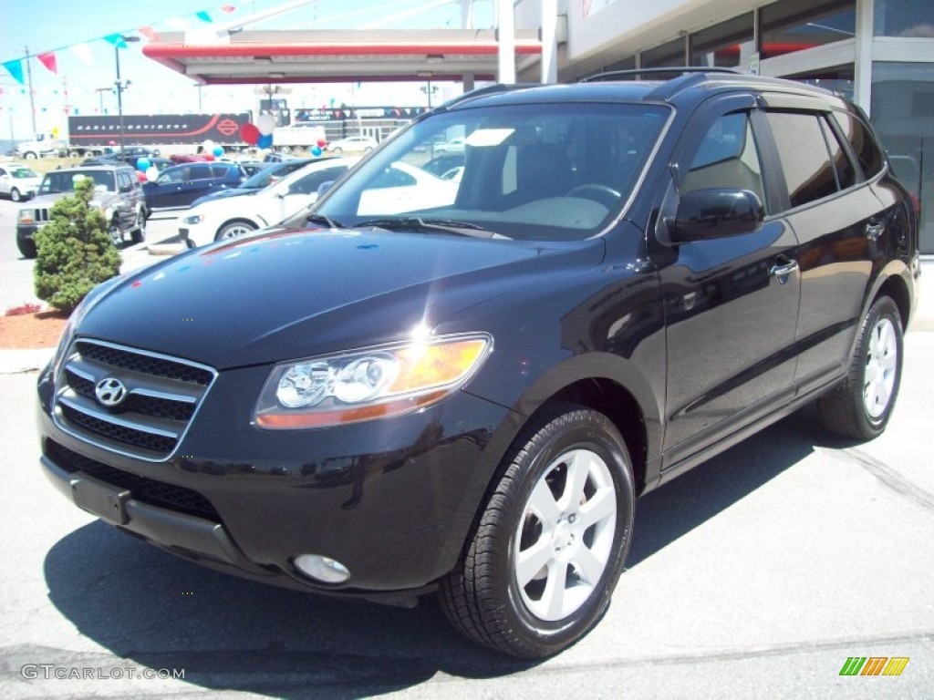 2007 Santa Fe Limited 4WD - Ebony Black / Black photo #1