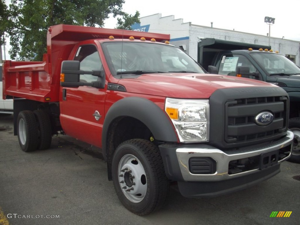 2011 F550 Super Duty XL Regular Cab 4x4 Dump Truck - Vermillion Red / Steel Grey photo #1