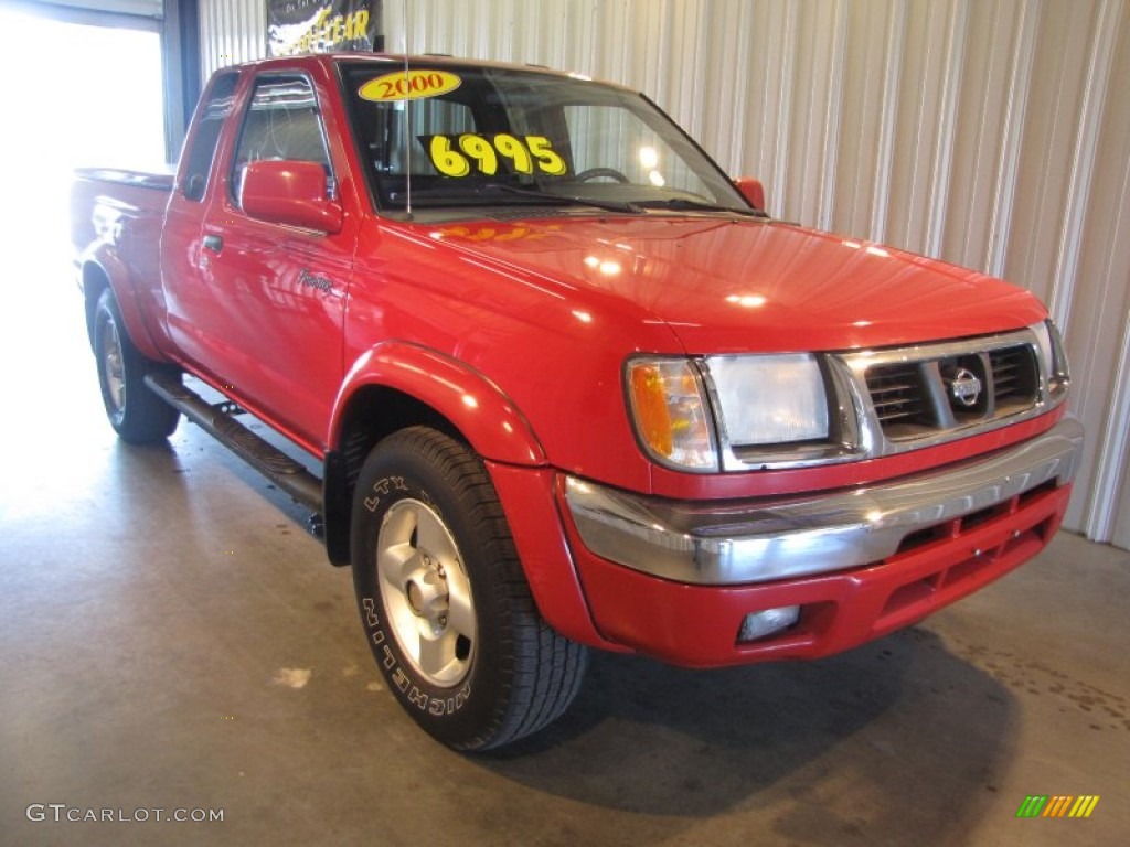2000 Frontier SE V6 Extended Cab 4x4 - Aztec Red / Gray photo #1