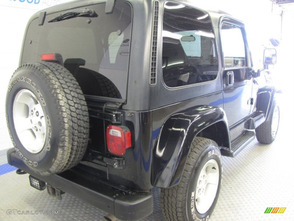 2002 Wrangler Sahara 4x4 - Black / Camel Beige/Dark Green photo #4