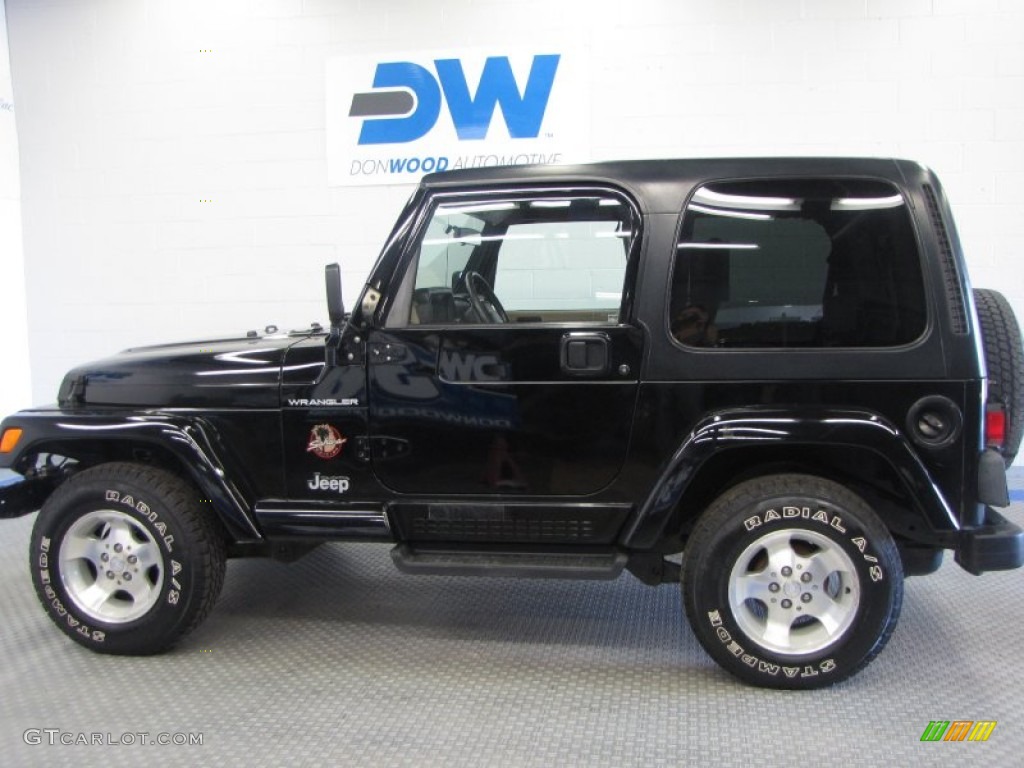 2002 Wrangler Sahara 4x4 - Black / Camel Beige/Dark Green photo #6