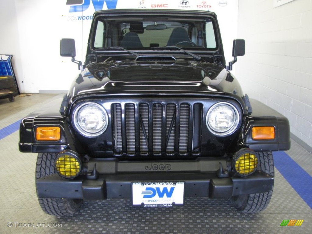 2002 Wrangler Sahara 4x4 - Black / Camel Beige/Dark Green photo #7