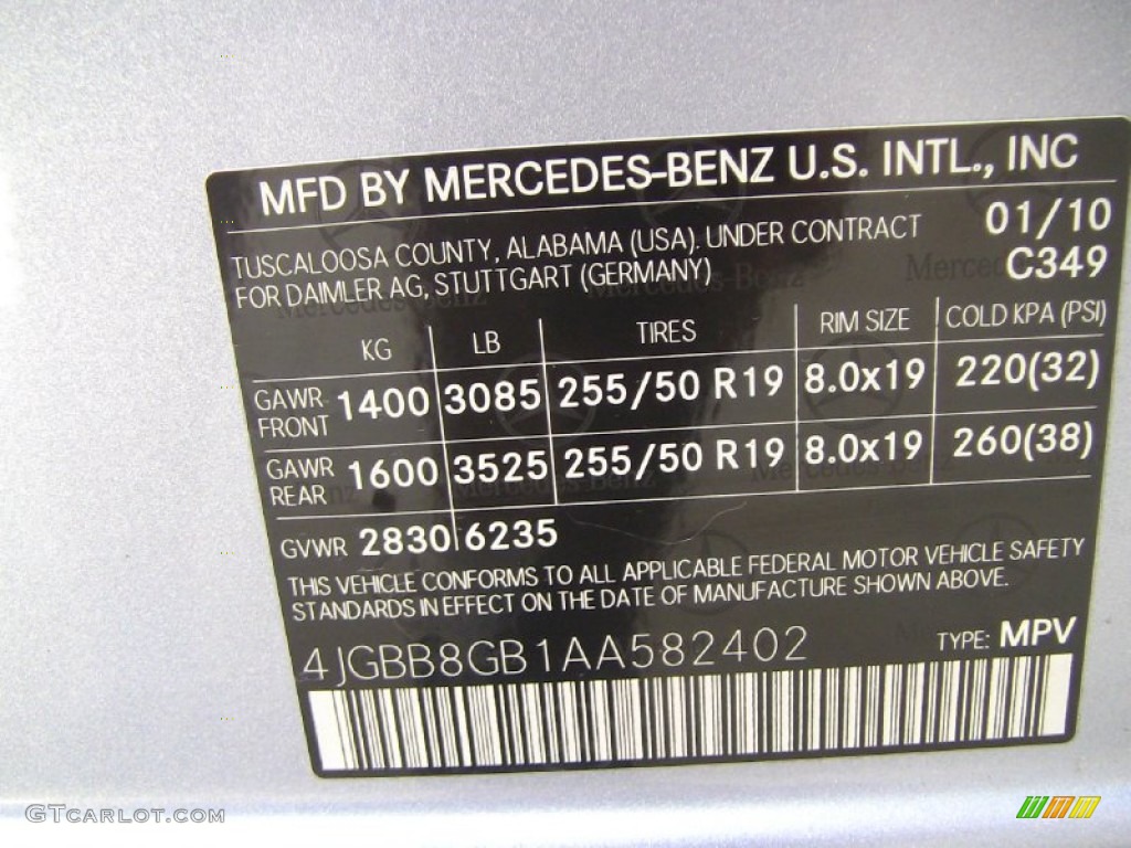 2010 ML Color Code 349 for Alpine Rain Metallic Photo #51188100