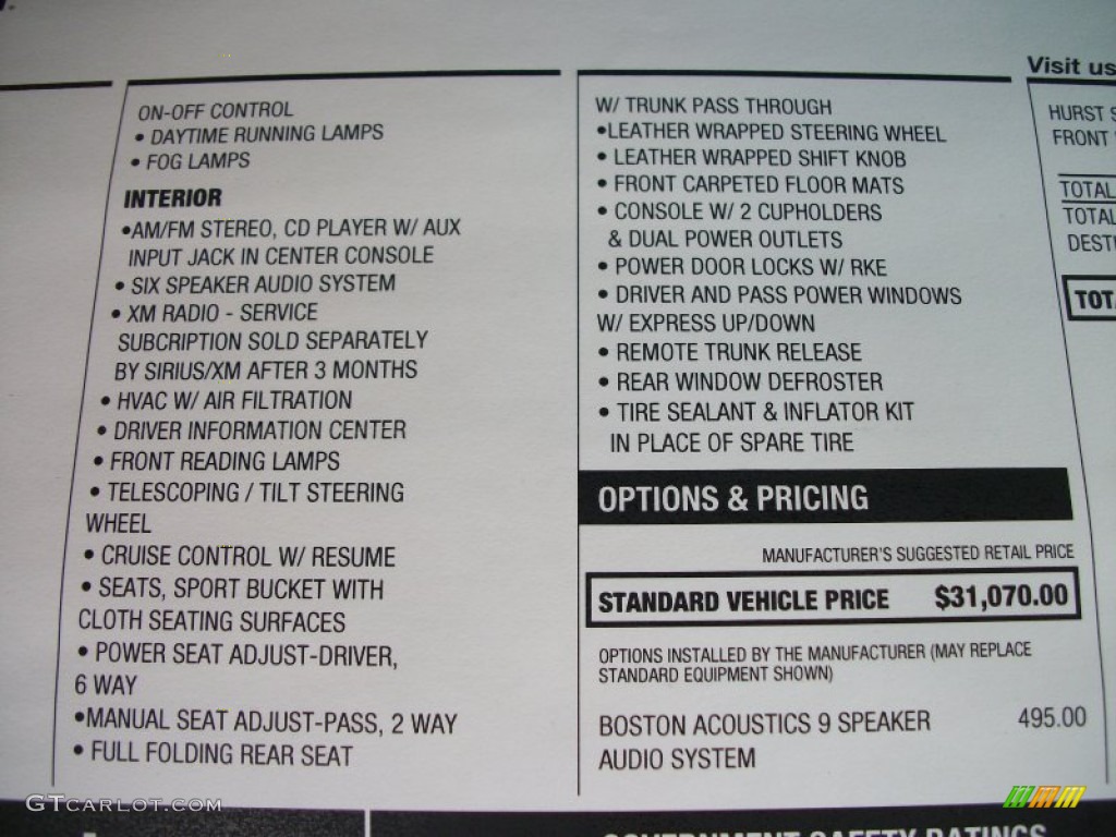 2011 Chevrolet Camaro SS Coupe Window Sticker Photo #51191167